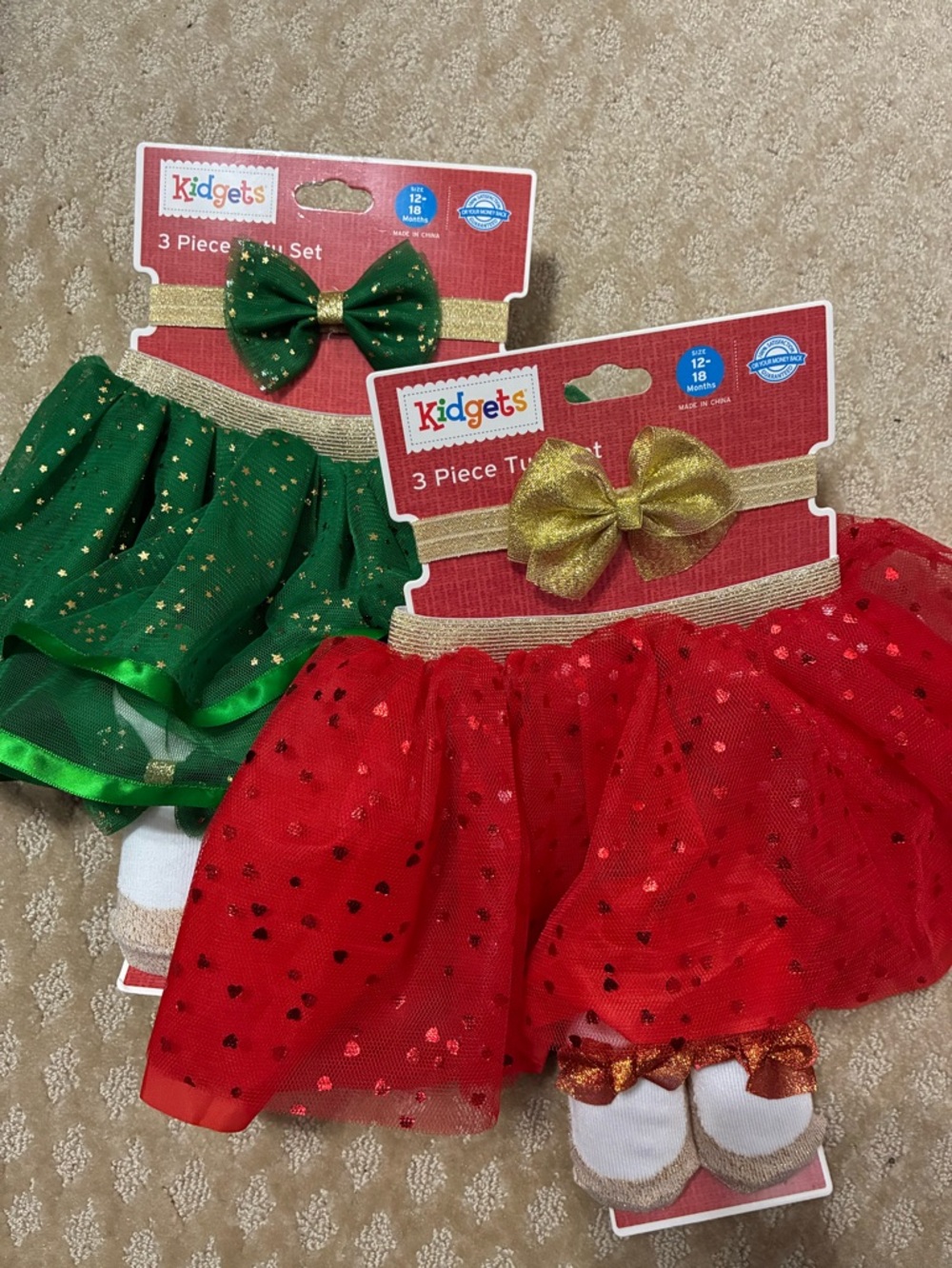 Green & Red metallic polka dots tutu skirt set